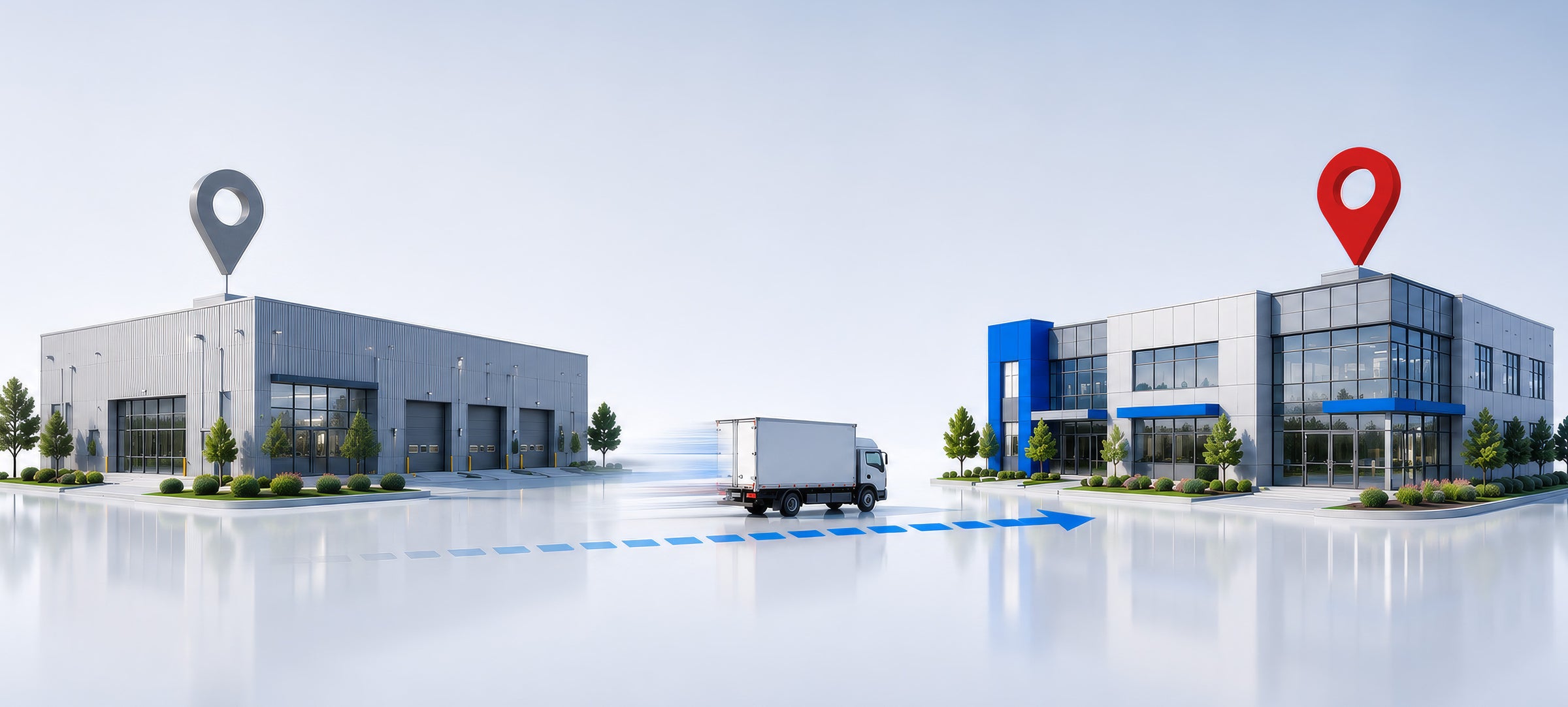 A truck moving product from one location to another.